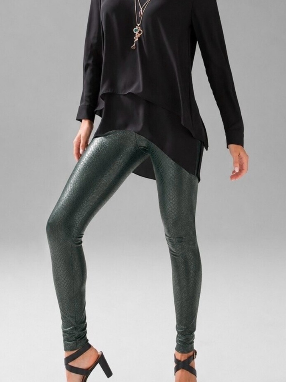 Faux-Snake Textured Green Leggings WHBM 4 small